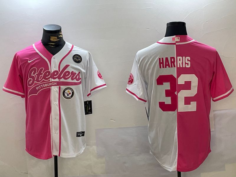 Men Pittsburgh Steelers #32 Harris white pink Joint Name 2024 Nike Limited NFL Jersey style 6->pittsburgh steelers->NFL Jersey